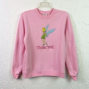 Disney Tinkerbell Vintage y2k Pink Crewneck Embroidered Sweatshirt Size XS